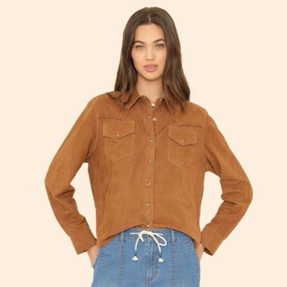 Women’s Suede Snap Shirt Jacket